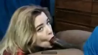 Attractive Blonde Swallowing African Dong