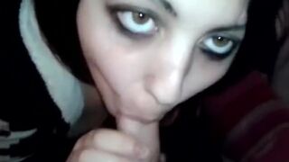home-made oral sex with swallow from italian bitch huge eyes