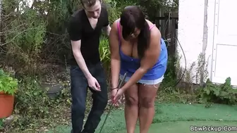 Busty plumper gets sexed by golf coach