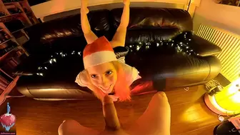 Xmas Oral Sex with Leaking Spunk out of her Mouth and Feet in the Air plus butt the Scenes