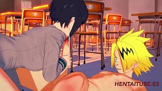 Boku No Hero Asian Cartoon - Jiro Kyoka & Kaminari Denki Sex at Classroom Hand-Job, Oral Sex, Boobjob & Poked 1/2