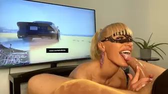 Stunning Amatuer Blonde can't Stop Gagging on my Rod while I Play GTA Online | Saliva Bunny