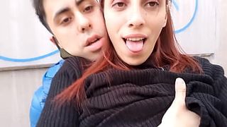 Risky public bj and fuck on the street next to the train station and in front of the police - @lynnscreamreal Public Adventures part one