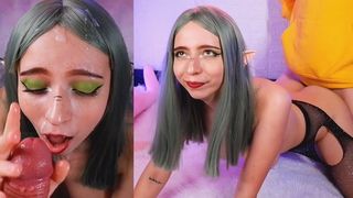Submissive Skinny Elf With Enormous Titts Loves Rough Fuck And Get Jizz On Her Face