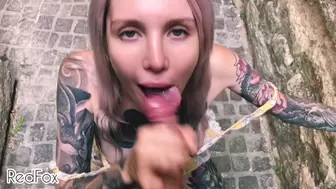 Public and sloppy SELF PERSPECTIVE BLOWJOB on a Paris street from a gorgeous blonde - RedFox