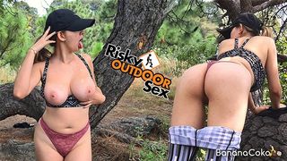 Risky Outdoor Sex in the forest Spunk Massive Melons