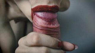 Stepsister secretly watching oral sex, Red lipstick ORAL SEX