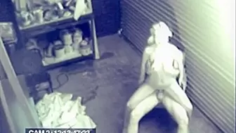 Blonde Bitch Fucking hard core on garage caught on web-cam