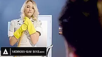 MODERN-DAY SINS - Horny Blonde Cleaning Skank Gets Rough Office Assfuck After Seducing Her Boss