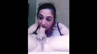 Cute Slobbering spunk eating ORAL CREAM-PIE facefuck 69 STYLE