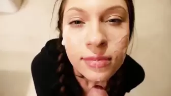 Amateur chicks sucking dick and gets cum on face compilation
