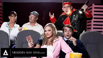 MODERN-DAY SINS - Pervy Teens Have PUBLIC SEX In Sex tape Theatre And GET CAUGHT! With Athena Faris
