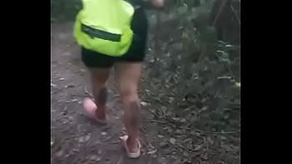 white blonde swallows me in the forest and receives all the sperm