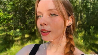 BEST bj in the FOREST from a Blonde with Green eyes