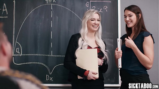 2 gigantic butt teachers banged by colleague after he got caught masturbating