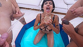 FIRST TAP WITH PISS! Sexy Candy Scott gets her first triple anal